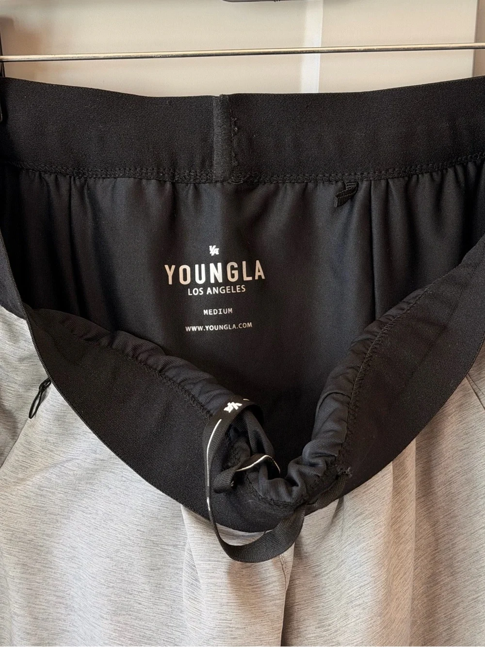 YoungLA 105 Compression Shorts 2.0 Light Grey Black 2-in-1 Men’s Medium